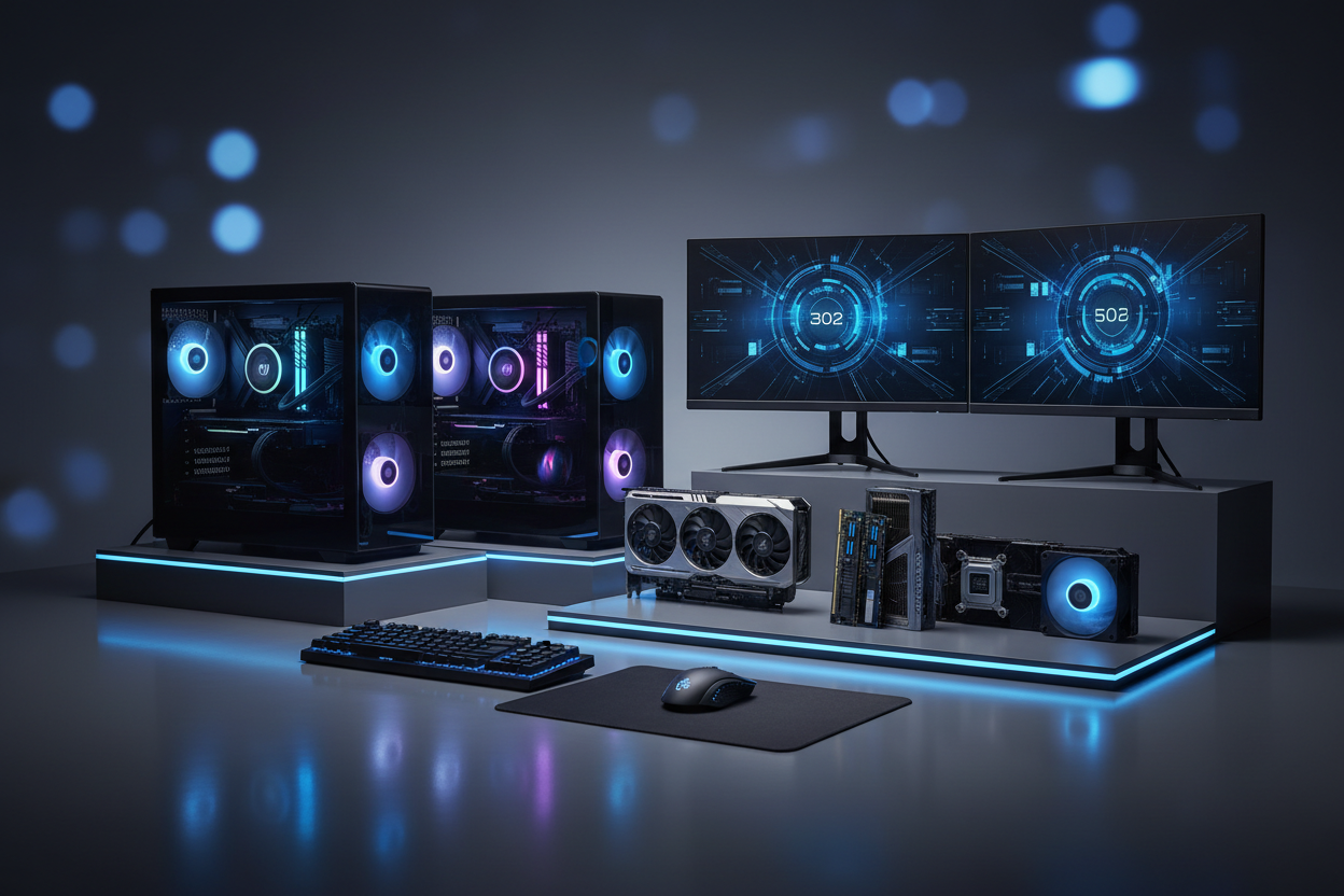 a photo showing a bunch of electronics as what we go into like gaming computers but going on our color pallet