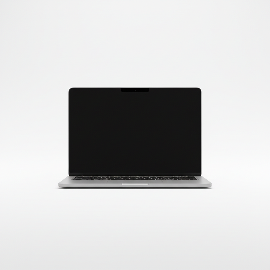 Minimal product image for e-commerce.
Single product centered.
Clean white background.
Soft studio lighting.
Very clean and modern look.
No text, no logo, no people.
Ultra realistic.
1:1 ratio.
Modern business laptop Front view