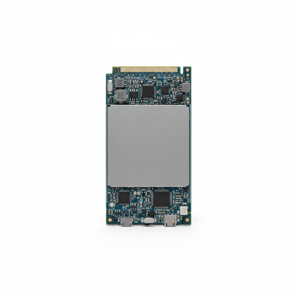 Minimal product image for e-commerce.
Single product centered.
Clean white background.
Soft studio lighting.
Very clean and modern look.
No text, no logo, no people.
Ultra realistic.
1:1 ratio.
SSD drive Back view