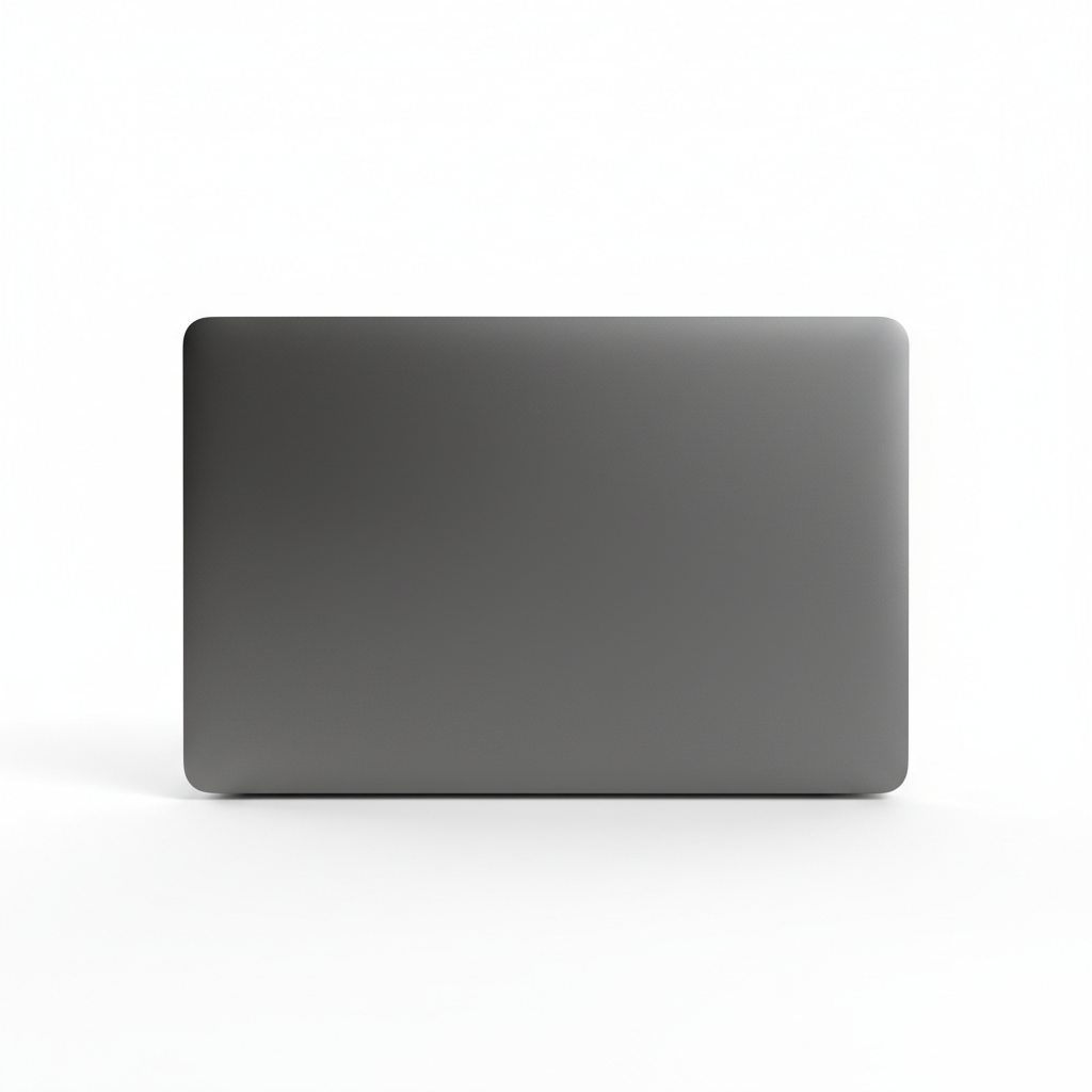 Minimal product image for e-commerce.
Single product centered.
Clean white background.
Soft studio lighting.
Very clean and modern look.
No text, no logo, no people.
Ultra realistic.
1:1 ratio.
Modern business laptop Back view